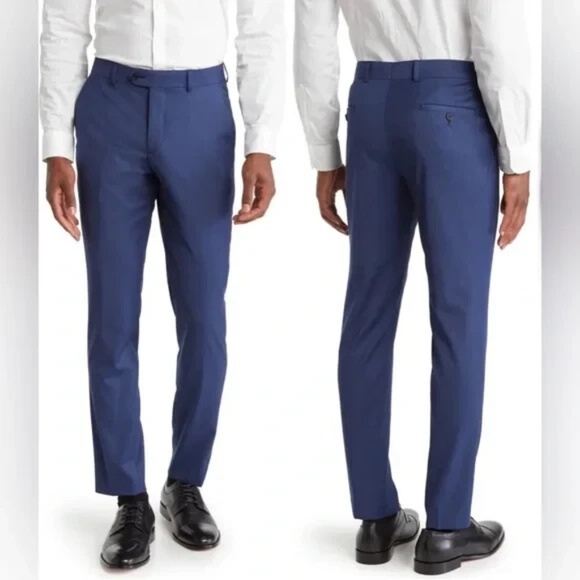 NEW Original Penguin Men's Osman Flat Front Dress Pants Blue Wool Blend Size 34 - Picture 1 of 4